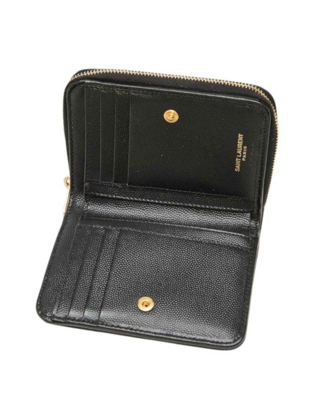 Saint Laurent YSL Logo V-stitch Bifold Wallet Black Caviar Leather - Picture 6 of 9